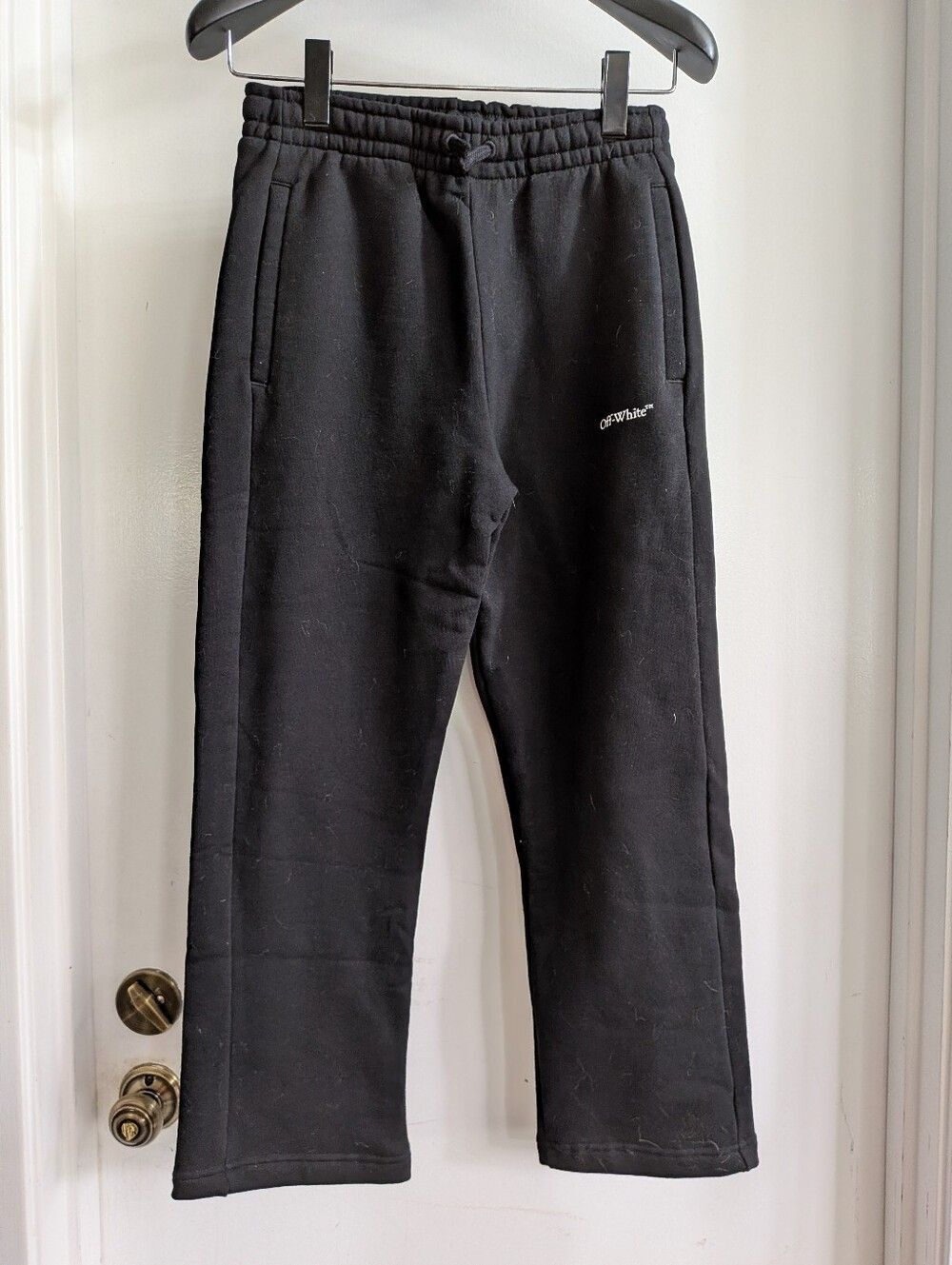 Off-White Black Sweatpants with Minimal Logo Kids Size 12